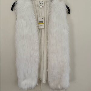 Hippie Rose White Faux Fur Vest